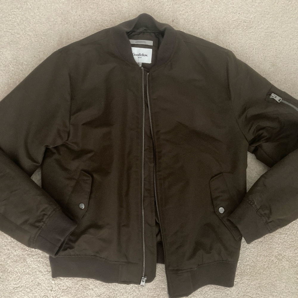 Goodfellow & Co Brown Bomber Jacket with Varsity Style